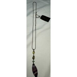 Coste la Vista Long Bronze Tone Necklace Purple Stone Accent Bohemian